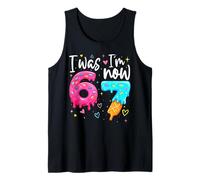 I Was 6 Now I'm 7 Years Old Birthday Six Seven Kids Party Camiseta sin Mangas