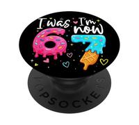 I Was 6 Now I'm 7 Years Old Birthday Six Seven Kids Party PopSockets PopGrip Adhesivo