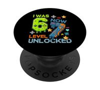 I Was 6 Now Level 7 Unlocked 7th Birthday Gamer 67 Meme PopSockets PopGrip Adhesivo