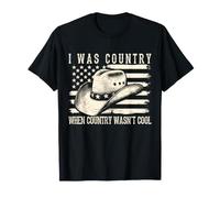 I Was Country When Country Not Cool Cowboy Western Retro Camiseta