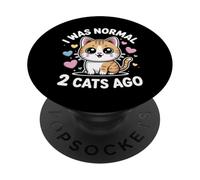 I Was Normal 2 Cats Ago PopSockets PopGrip Adhesivo