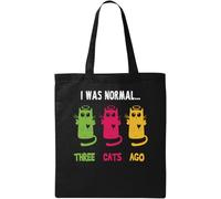 I was Normal Three Cats Ago Cute Heart Kittens - Bolsa de algodón ecológico natural, color negro, Black, Talla única