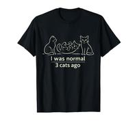 I Was Normal Three Cats Ago Minimal Line Art Cat Lover Camiseta gráfica económica