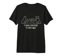 I Was Normal Three Cats Ago Minimal Line Art Cat Lover Camiseta Premium