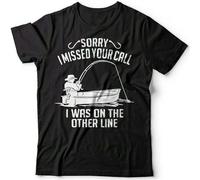 I Was On The Other Line Funny Fishing Christmas t Shirts Mens Fishing Tees Black S