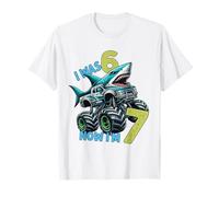 I Was Six Now I'm Seven Shark 67 Meme 7th Birthday Boys Kids Camiseta