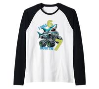 I Was Six Now I'm Seven Shark 67 Meme 7th Birthday Boys Kids Camiseta Manga Raglan