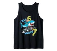 I Was Six Now I'm Seven Shark 67 Meme 7th Birthday Boys Kids Camiseta sin Mangas