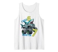 I Was Six Now I'm Seven Shark 67 Meme 7th Birthday Boys Kids Camiseta sin Mangas