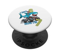 I Was Six Now I'm Seven Shark 67 Meme 7th Birthday Boys Kids PopSockets PopGrip Adhesivo
