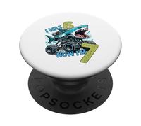 I Was Six Now I'm Seven Shark 67 Meme 7th Birthday Boys Kids PopSockets PopGrip Adhesivo
