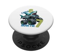 I Was Six Now I'm Seven Shark 67 Meme 7th Birthday Boys Kids PopSockets PopGrip Adhesivo