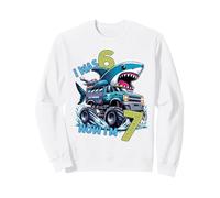 I Was Six Now I'm Seven Shark 67 Meme 7th Birthday Boys Kids Sudadera
