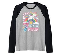 I Was Six Now I'm Seven Years Old Birthday 7th Kids Funny 67 Camiseta Manga Raglan