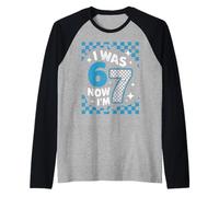 I Was Six Now I'm Seven Years Old Birthday 7th Kids Funny 67 Camiseta Manga Raglan