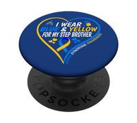 I Wear Blue and Yellow For My Step Brother - Down Syndrome PopSockets PopGrip Adhesivo