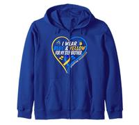 I Wear Blue and Yellow For My Step Brother - Down Syndrome Sudadera con Capucha
