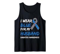 I Wear Blue For My Husband Diabetes Concientización Cinta Azul Camiseta sin Mangas