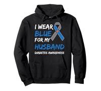 I Wear Blue For My Husband Diabetes Concientización Cinta Azul Sudadera con Capucha