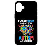 I wear Blue For My Son Autism Awareness Mom Dad Parents Carcasa para iPhone 16 Plus