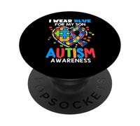 I wear Blue For My Son Autism Awareness Mom Dad Parents PopSockets PopGrip Adhesivo