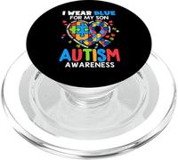 I wear Blue For My Son Autism Awareness Mom Dad Parents PopSockets PopGrip para MagSafe