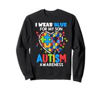 I wear Blue For My Son Autism Awareness Mom Dad Parents Sudadera