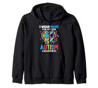 I wear Blue For My Son Autism Awareness Mom Dad Parents Sudadera con Capucha