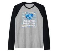 I Wear Blue For My Son - Rompecabezas de concienciación sobre el Autismo Camiseta Manga Raglan