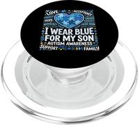 I Wear Blue For My Son - Rompecabezas de concienciación sobre el Autismo PopSockets PopGrip para MagSafe