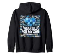 I Wear Blue For My Son - Rompecabezas de concienciación sobre el Autismo Sudadera con Capucha