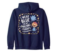 I Wear Blue For My Students Autism Awareness Teacher Sudadera con Capucha