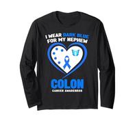I Wear Dark Blue for My Nephew Concienciación sobre el cáncer de Colon Manga Larga