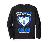 I Wear Dark Blue for My Son - Concienciación sobre el cáncer de Colon Manga Larga