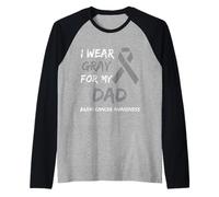 I Wear Gray For My Dad Brain Cancer Awareness Ribbon Family Camiseta Manga Raglan