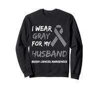 I Wear Gray For My Husband Brain Cancer Awareness Ribbon Sudadera
