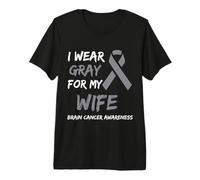I Wear Gray For My Wife Brain Cancer Awareness Ribbon Family Camiseta Premium