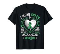I Wear Green For Love Hope Faith Support Mental Health Camiseta