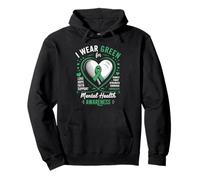 I Wear Green For Love Hope Faith Support Mental Health Sudadera con Capucha