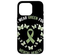 I Wear Green For Mental Health Awareness Butterfly Heart Carcasa para iPhone 16 Pro