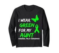 I Wear Green For My Aunt Cerebral Palsy Ribbon Manga Larga