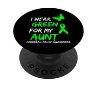 I Wear Green For My Aunt Cerebral Palsy Ribbon PopSockets PopGrip Adhesivo