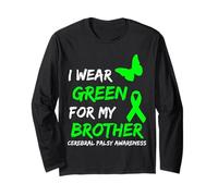 I Wear Green For My Brother Cerebral Palsy Ribbon Manga Larga