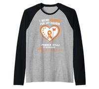 I Wear Orange for my Cousin Prader Willi Syndrome Awareness Camiseta Manga Raglan