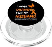 I Wear Orange For My Husband Multiple Sclerosis Ribbon PopSockets PopGrip para MagSafe