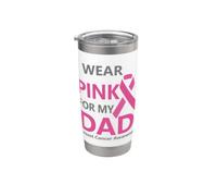 I Wear Pink For My Dad Breast Cancer Awareness Ribbon Vaso térmico de acero inoxidable de doble pared