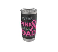 I Wear Pink For My Dad Breast Cancer Awareness Ribbon Vaso térmico de acero inoxidable de doble pared