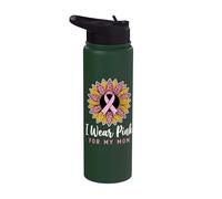 I Wear Pink For My Mom Breast Cancer Awareness Stainless Steel Insulated Water Bottle