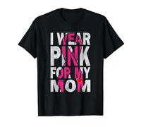 I Wear Pink for My Mom Breast Cancer Awareness Supporter Camiseta gráfica económica, Hombre, Negro, S