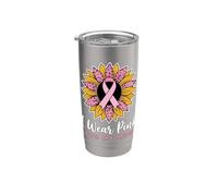 I Wear Pink For My Mom Breast Cancer Awareness Vaso térmico de acero inoxidable de doble pared